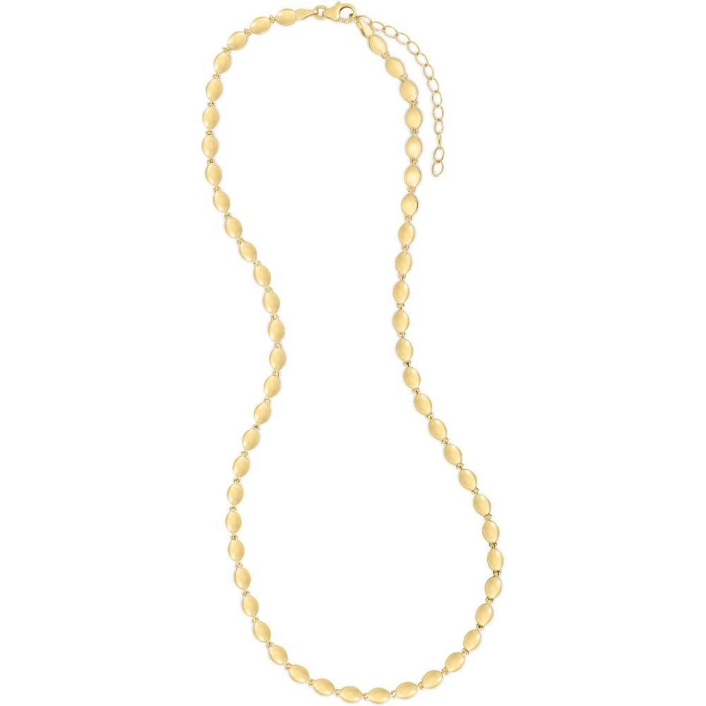 14K Yellow Gold 7" Pebble Bead Fancy Chain Bracelet with Lobster Clasp by Orozza Fine Jewelry