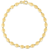 14K Yellow Gold 7" Pebble Bead Fancy Chain Bracelet with Lobster Clasp by Orozza Fine Jewelry