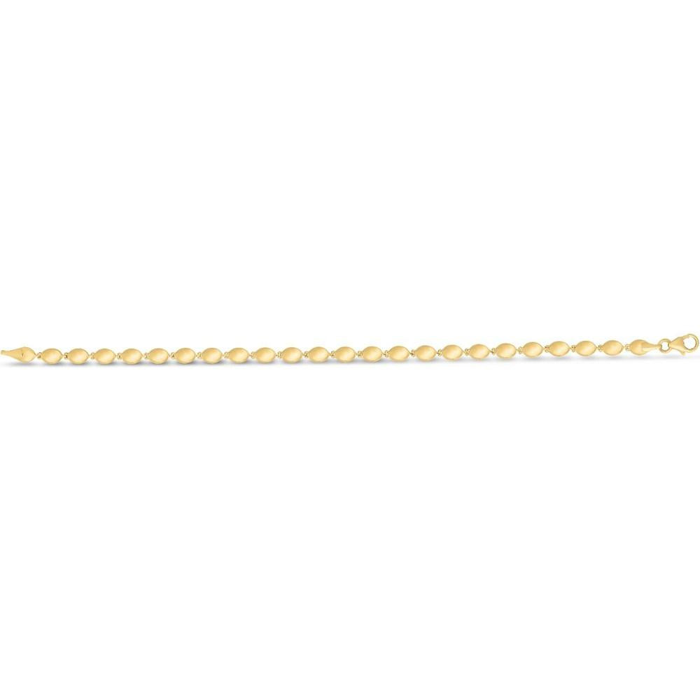 14K Yellow Gold 7" Pebble Bead Fancy Chain Bracelet with Lobster Clasp by Orozza Fine Jewelry