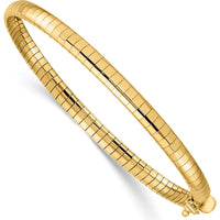 14K Yellow Gold 7" Polished Domed Omega Bracelet - 4mm Width by Oro Pregiato