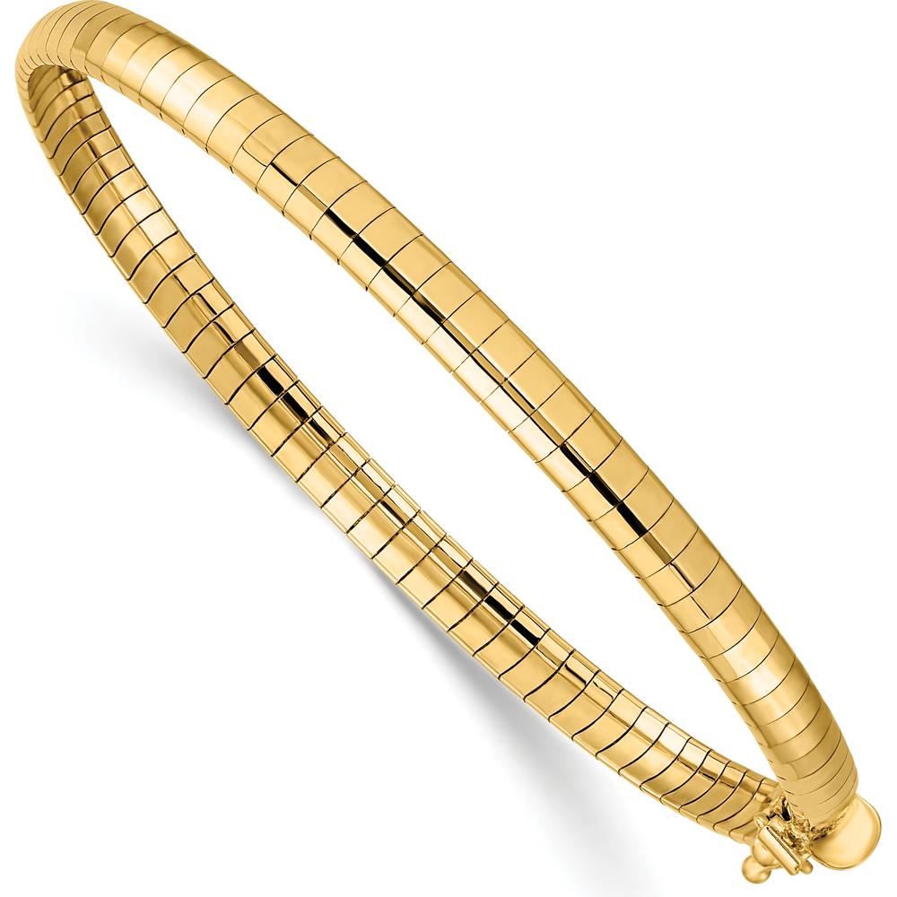 14K Yellow Gold 7" Polished Domed Omega Bracelet - 4mm Width by Oro Pregiato