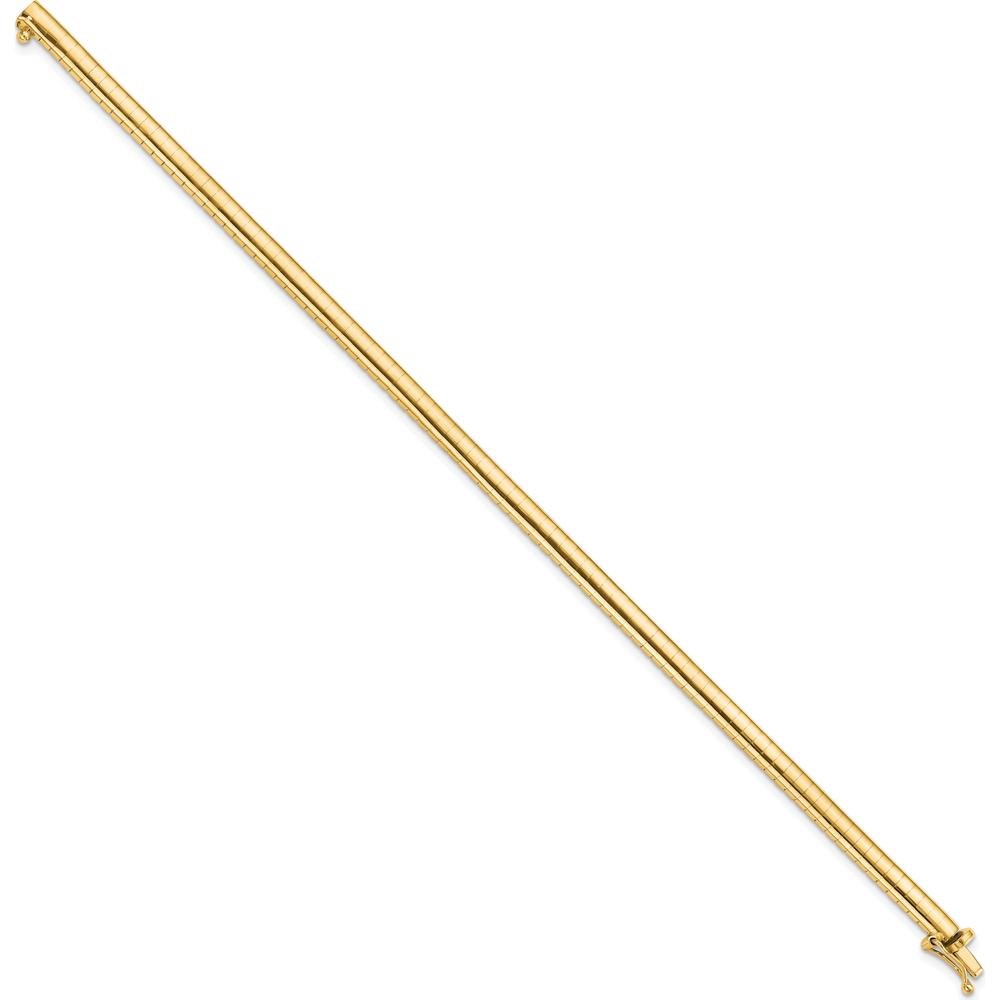 14K Yellow Gold 7" Polished Domed Omega Bracelet - 4mm Width by Oro Pregiato