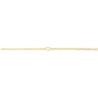 14K Yellow Gold 7" Polished Heart Curb Chain Bracelet with Lobster Clasp by Orozza Fine Jewelry