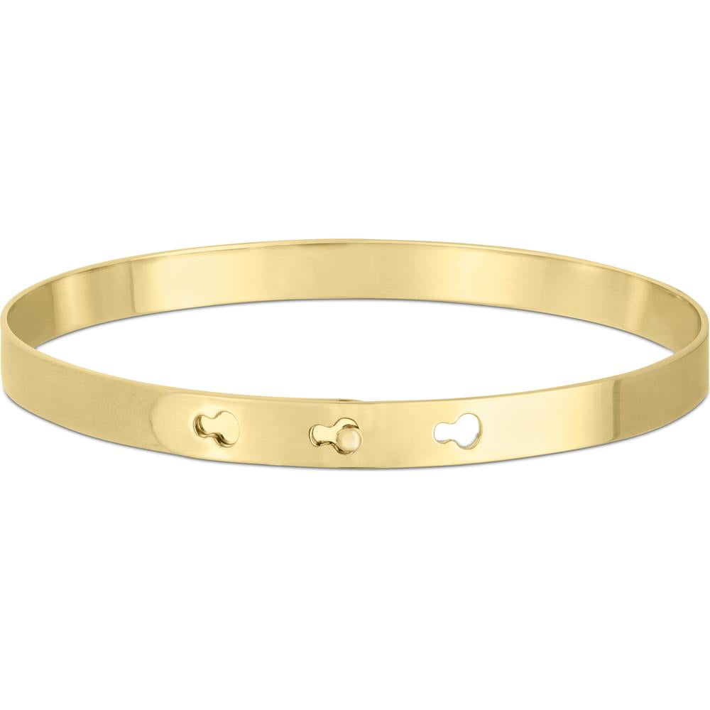14K Yellow Gold 7" Polished Keyhole Bangle Bracelet by Orozza Fine Jewelry