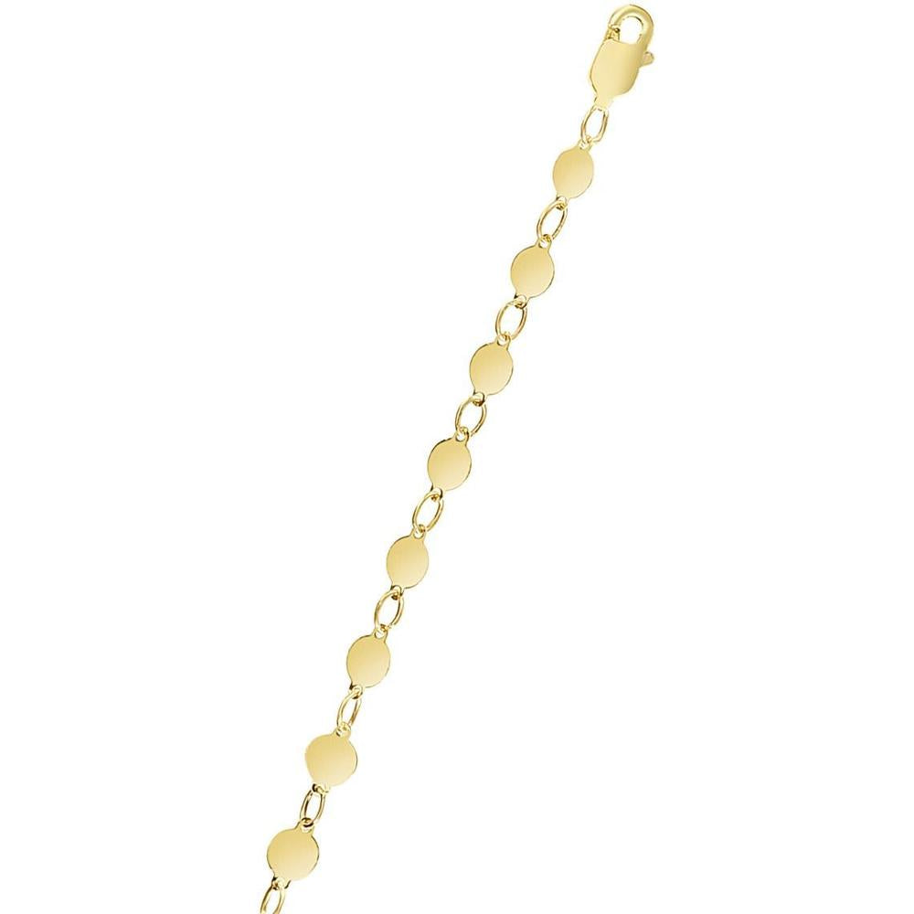 14K Yellow Gold 7" Polished Mirror Chain Bracelet with Lobster Clasp by Orozza Fine Jewelry