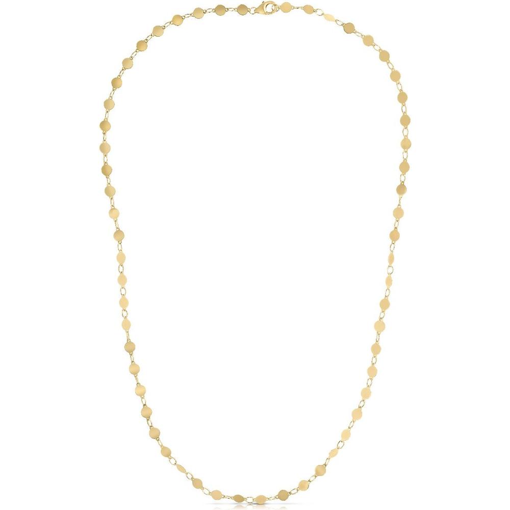14K Yellow Gold 7" Polished Mirror Chain Bracelet with Lobster Clasp by Orozza Fine Jewelry