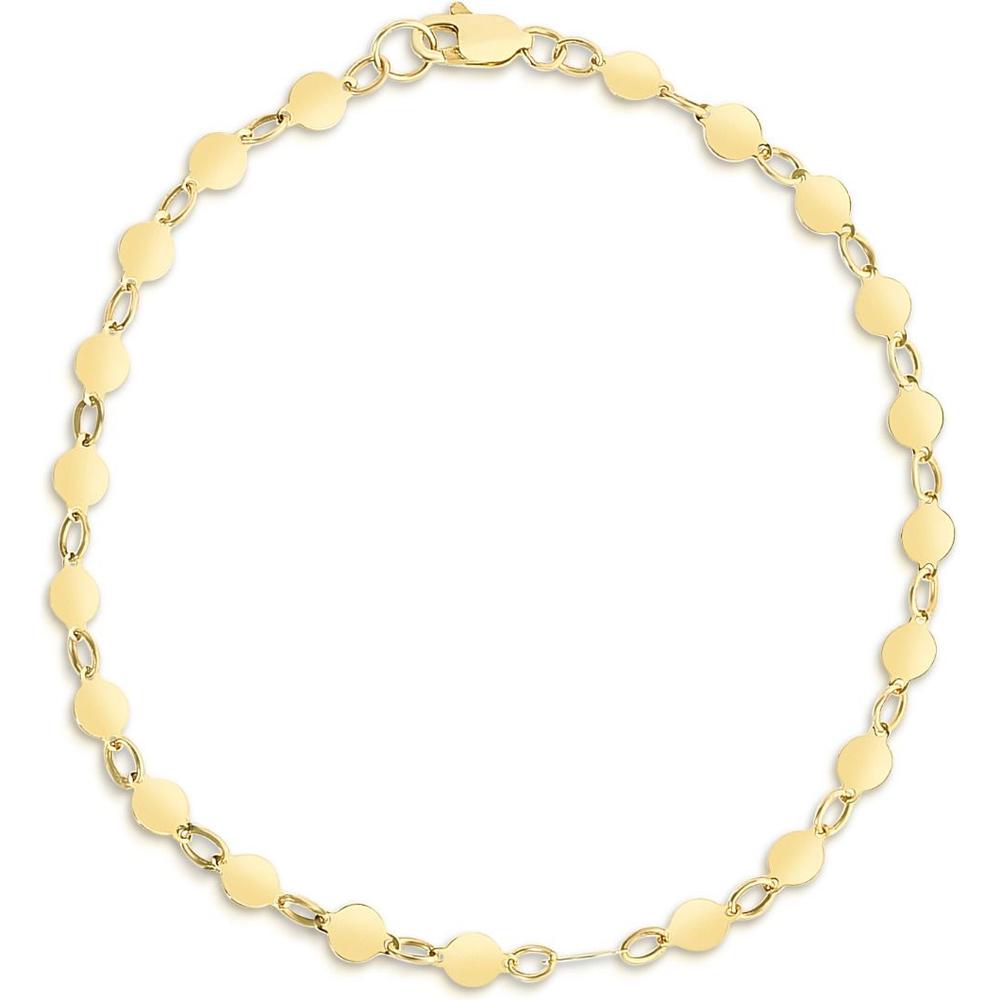 14K Yellow Gold 7" Polished Mirror Chain Bracelet with Lobster Clasp by Orozza Fine Jewelry