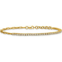 14K Yellow Gold 7" Polished Paperclip Link Bracelet with 2.58 Carats Diamonds and 1" Extender by Oro Pregiato