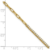14K Yellow Gold 7" Polished Paperclip Link Bracelet with 2.58 Carats Diamonds and 1" Extender by Oro Pregiato