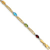 14K Yellow Gold 7" Rainbow Gemstone Bracelet with Garnet, Swiss Blue Topaz, Peridot, Amethyst, Citrine, and Diamonds - 1.55 Carats Total Gem Weight by Monteluci Fine Jewelry