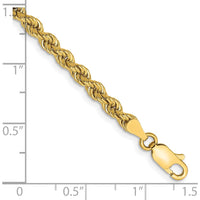 14K Yellow Gold 7" Rope Chain Bracelet with Lobster Clasp - 3.65mm Width