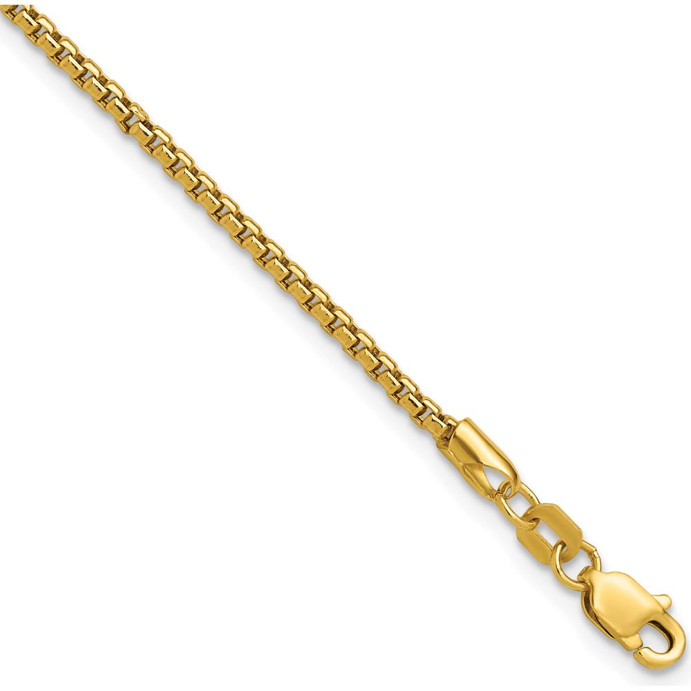 14K Yellow Gold 7" Round Box Chain Bracelet with Lobster Clasp by Oro Pregiato