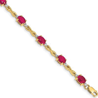14K Yellow Gold 7" Ruby and Diamond Infinity Bracelet - 0.6 Carats Total Ruby Weight by Monteluci Fine Jewelry