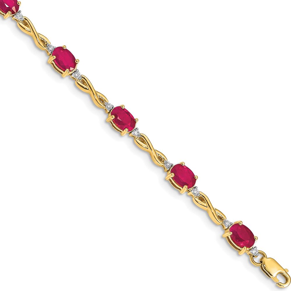14K Yellow Gold 7" Ruby and Diamond Infinity Bracelet - 0.6 Carats Total Ruby Weight by Monteluci Fine Jewelry