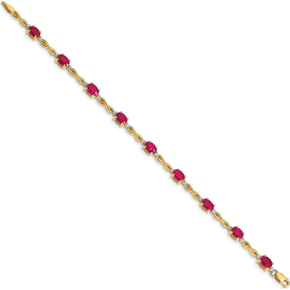14K Yellow Gold 7" Ruby and Diamond Infinity Bracelet - 0.6 Carats Total Ruby Weight by Monteluci Fine Jewelry