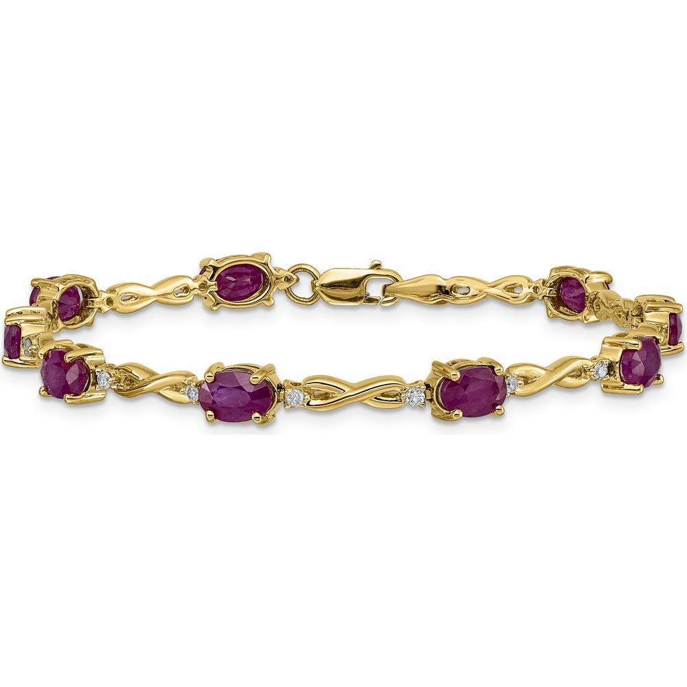 14K Yellow Gold 7" Ruby and Diamond Infinity Bracelet - 0.6 Carats Total Ruby Weight by Monteluci Fine Jewelry