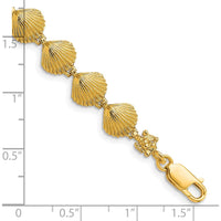 14K Yellow Gold 7" Scallop Shell Bracelet with Textured Design by Oro Pregiato