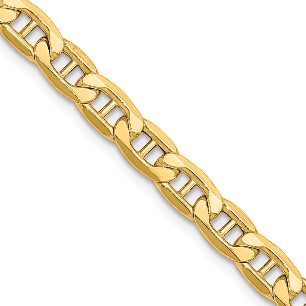 14K Yellow Gold 7" Semi-Solid Anchor Chain Bracelet with Lobster Clasp by Oro Pregiato