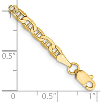14K Yellow Gold 7" Semi-Solid Anchor Chain Bracelet with Lobster Clasp by Oro Pregiato