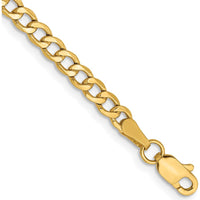 14K Yellow Gold 7" Semi-Solid Curb Bracelet with Lobster Clasp by Oro Pregiato