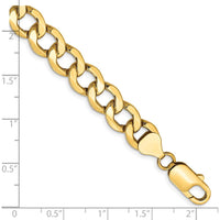 14K Yellow Gold 7" Semi-Solid Curb Chain Bracelet with Lobster Clasp by Oro Pregiato