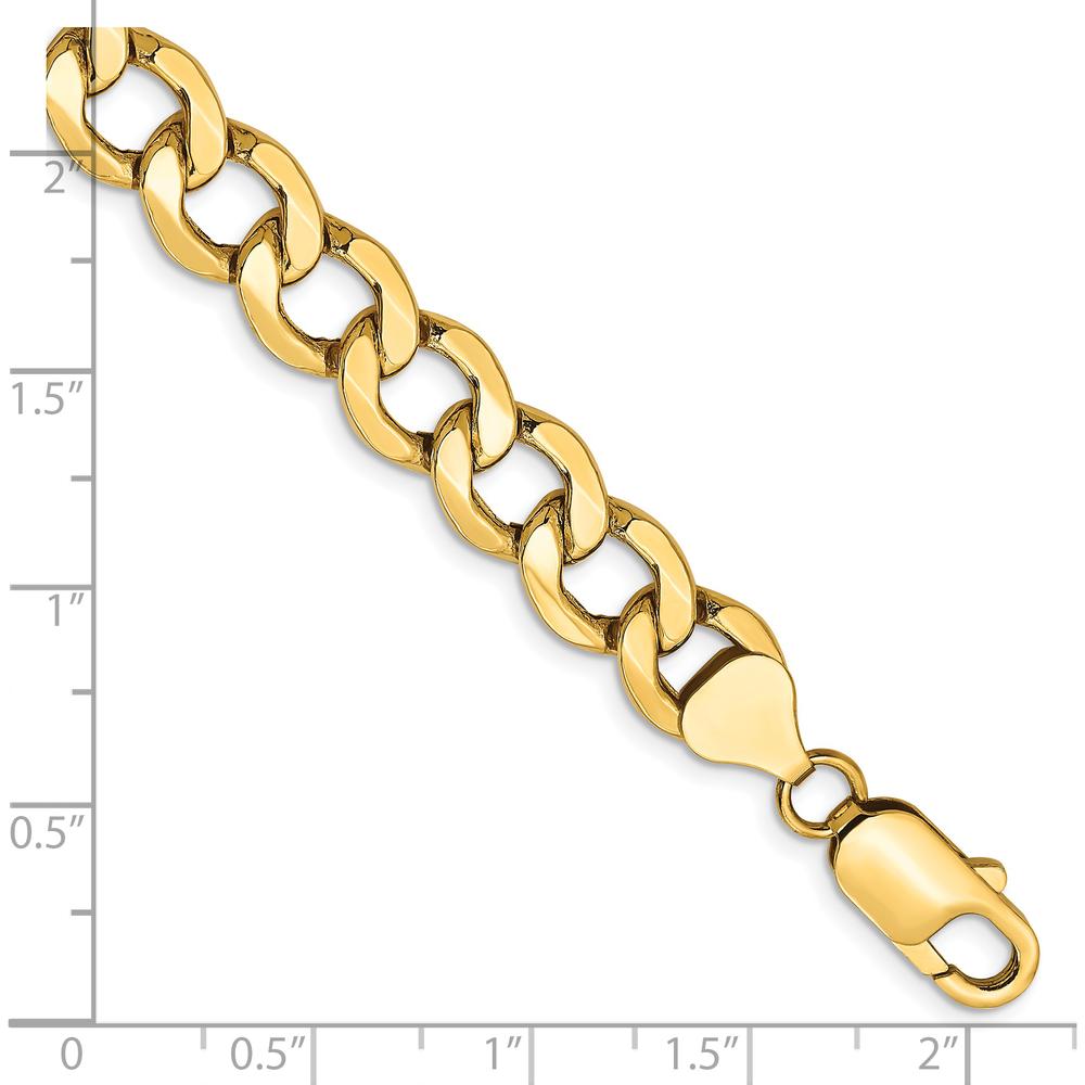 14K Yellow Gold 7" Semi-Solid Curb Chain Bracelet with Lobster Clasp by Oro Pregiato