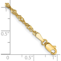 14K Yellow Gold 7" Singapore Chain Bracelet with Lobster Clasp by Oro Pregiato