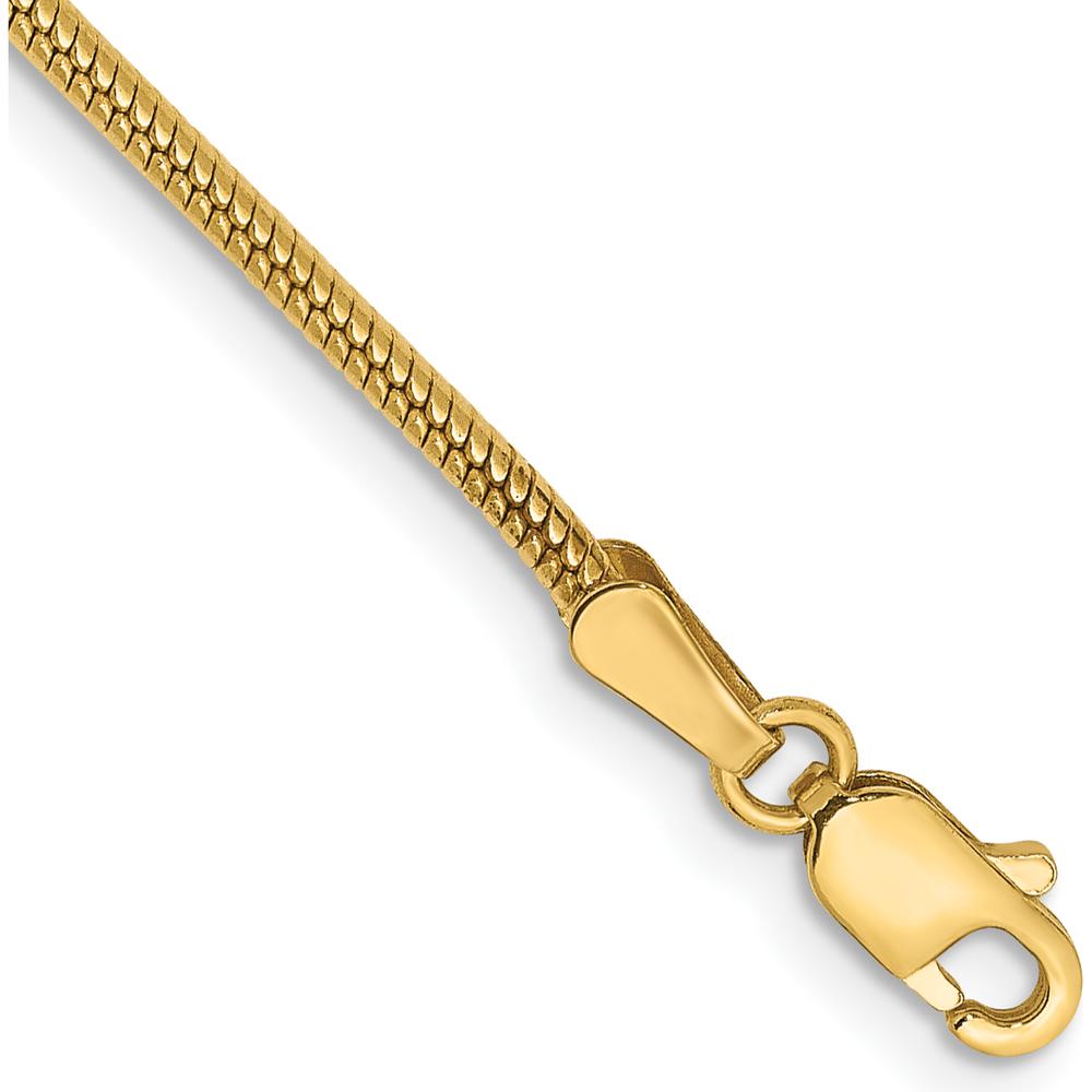 14K Yellow Gold 7" Snake Chain Bracelet with Lobster Clasp - 1.6mm Width by 0