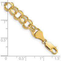14K Yellow Gold 7" Solid Double Link Charm Bracelet - Polished Finish by Oro Pregiato
