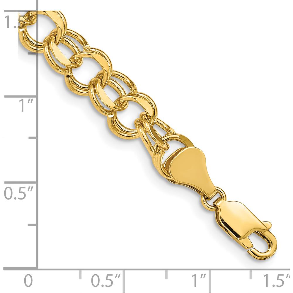 14K Yellow Gold 7" Solid Double Link Charm Bracelet - Polished Finish by Oro Pregiato