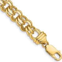 14K Yellow Gold 7" Solid Heavy Double Link Diamond-Cut Charm Bracelet - 8.5mm by Oro Pregiato