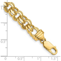 14K Yellow Gold 7" Solid Heavy Double Link Diamond-Cut Charm Bracelet - 8.5mm by Oro Pregiato