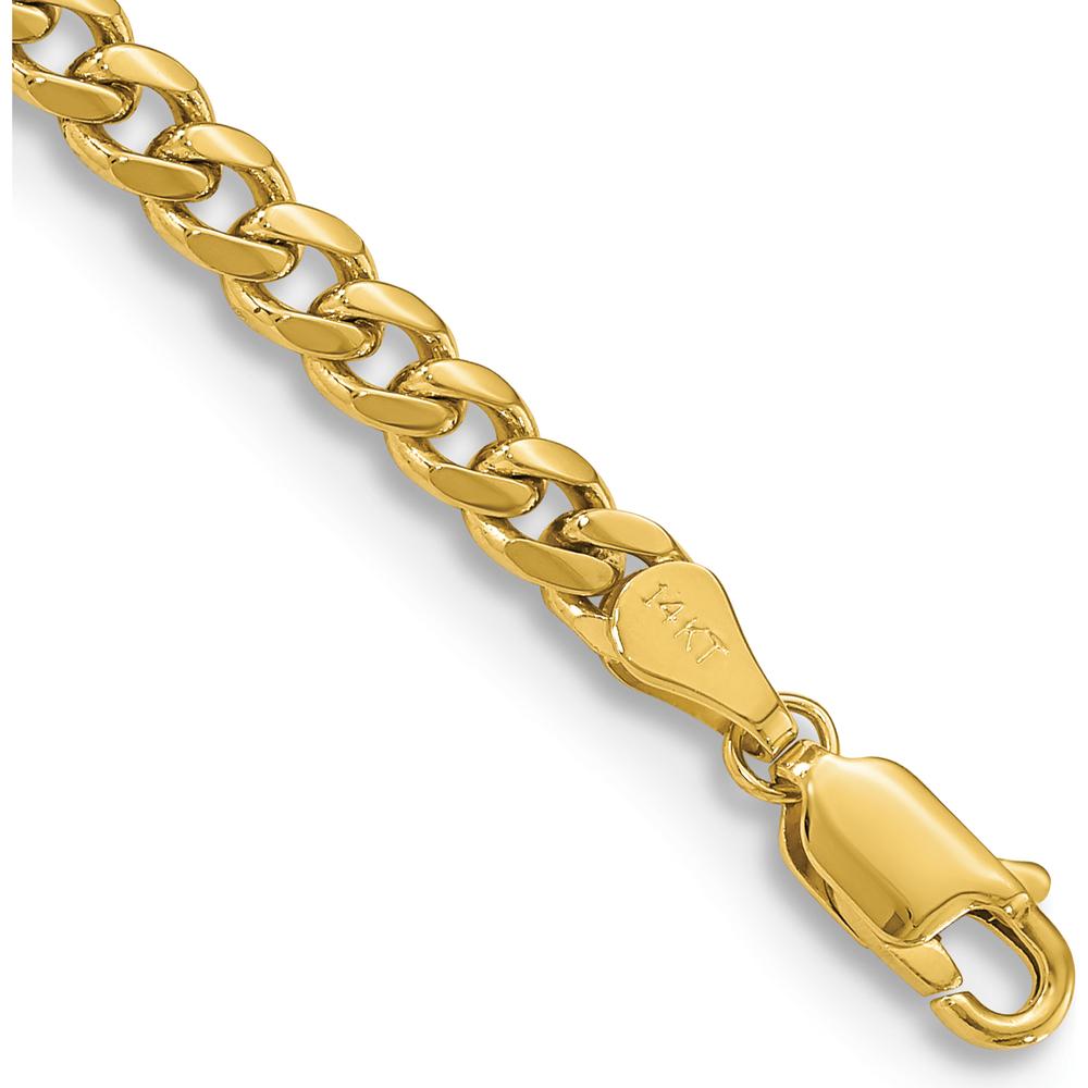 14K Yellow Gold 7" Solid Miami Cuban Link Bracelet - 4.25mm Width with Lobster Clasp by Oro Pregiato