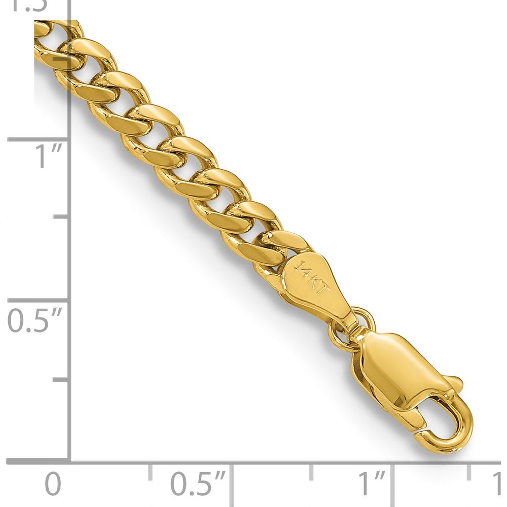 14K Yellow Gold 7" Solid Miami Cuban Link Bracelet - 4.25mm Width with Lobster Clasp by Oro Pregiato