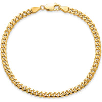 14K Yellow Gold 7" Solid Miami Cuban Link Bracelet - 4.25mm Width with Lobster Clasp by Oro Pregiato