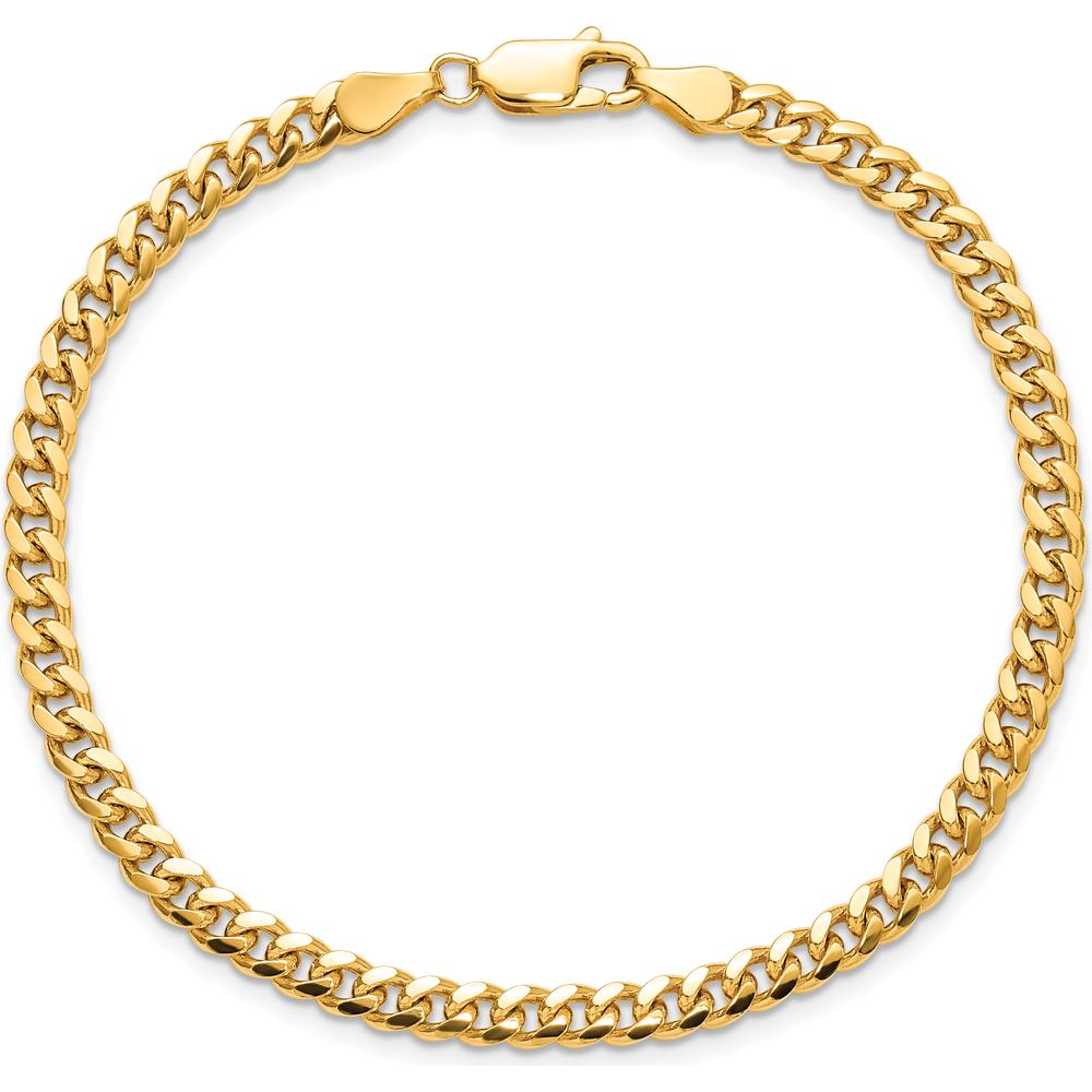 14K Yellow Gold 7" Solid Miami Cuban Link Bracelet - 4.25mm Width with Lobster Clasp by Oro Pregiato