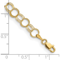 14K Yellow Gold 7" Solid Triple Link Charm Bracelet - 6mm Links with Lobster Clasp by Oro Pregiato