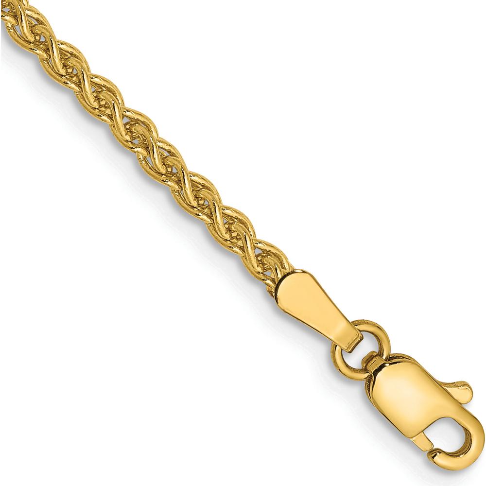 14K Yellow Gold 7" Spiga Bracelet with Lobster Clasp - 2.1mm Wheat Chain Design by Oro Pregiato