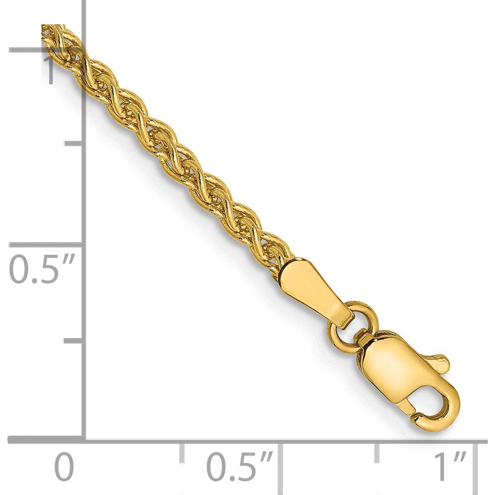 14K Yellow Gold 7" Spiga Bracelet with Lobster Clasp - 2.1mm Wheat Chain Design by Oro Pregiato
