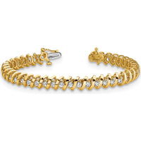 14K Yellow Gold 7" Spiral Tennis Bracelet Mounting for Round Diamonds - 0.93 Carat Total Mounting Weight by Oro Pregiato