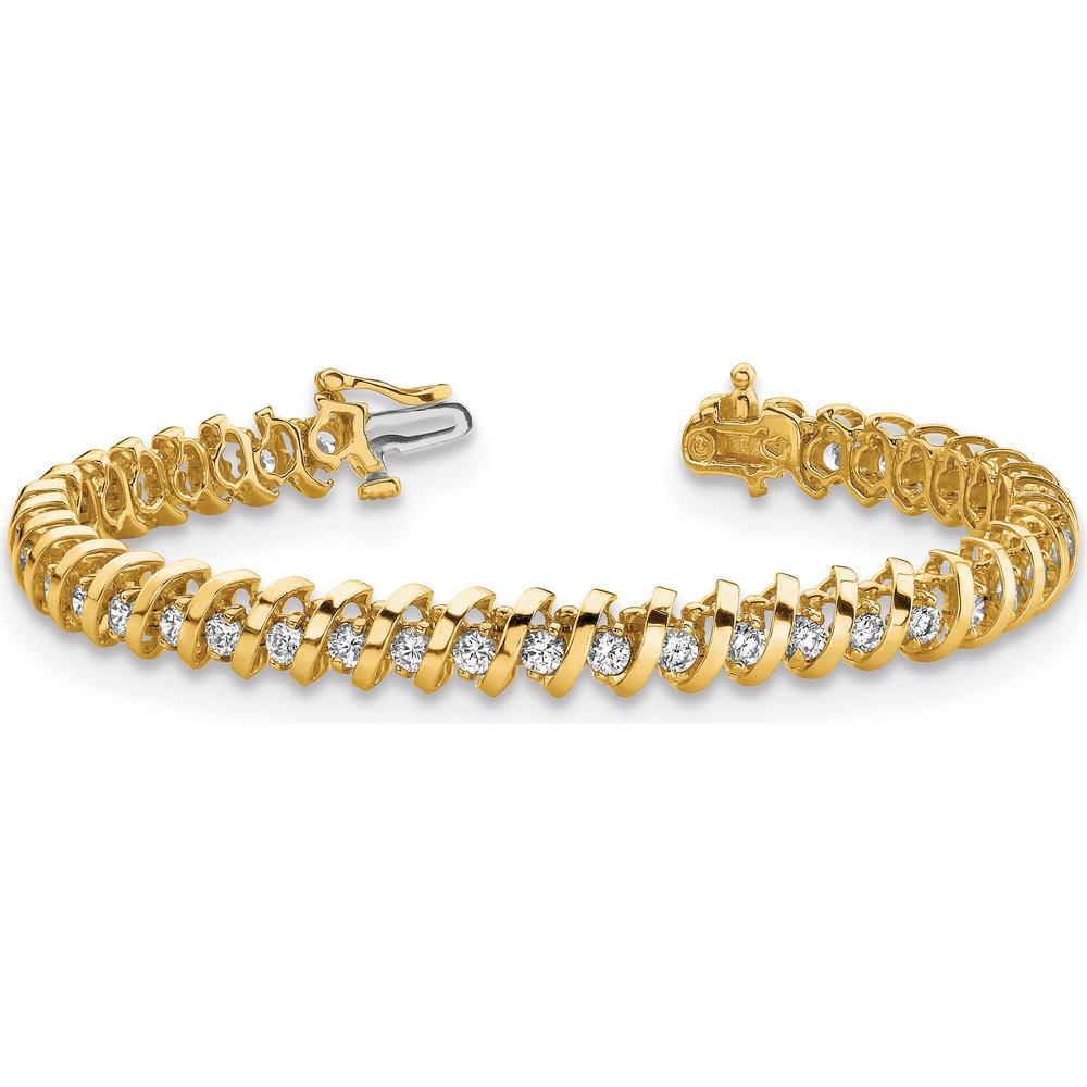 14K Yellow Gold 7" Spiral Tennis Bracelet Mounting for Round Diamonds - 0.93 Carat Total Mounting Weight by Oro Pregiato