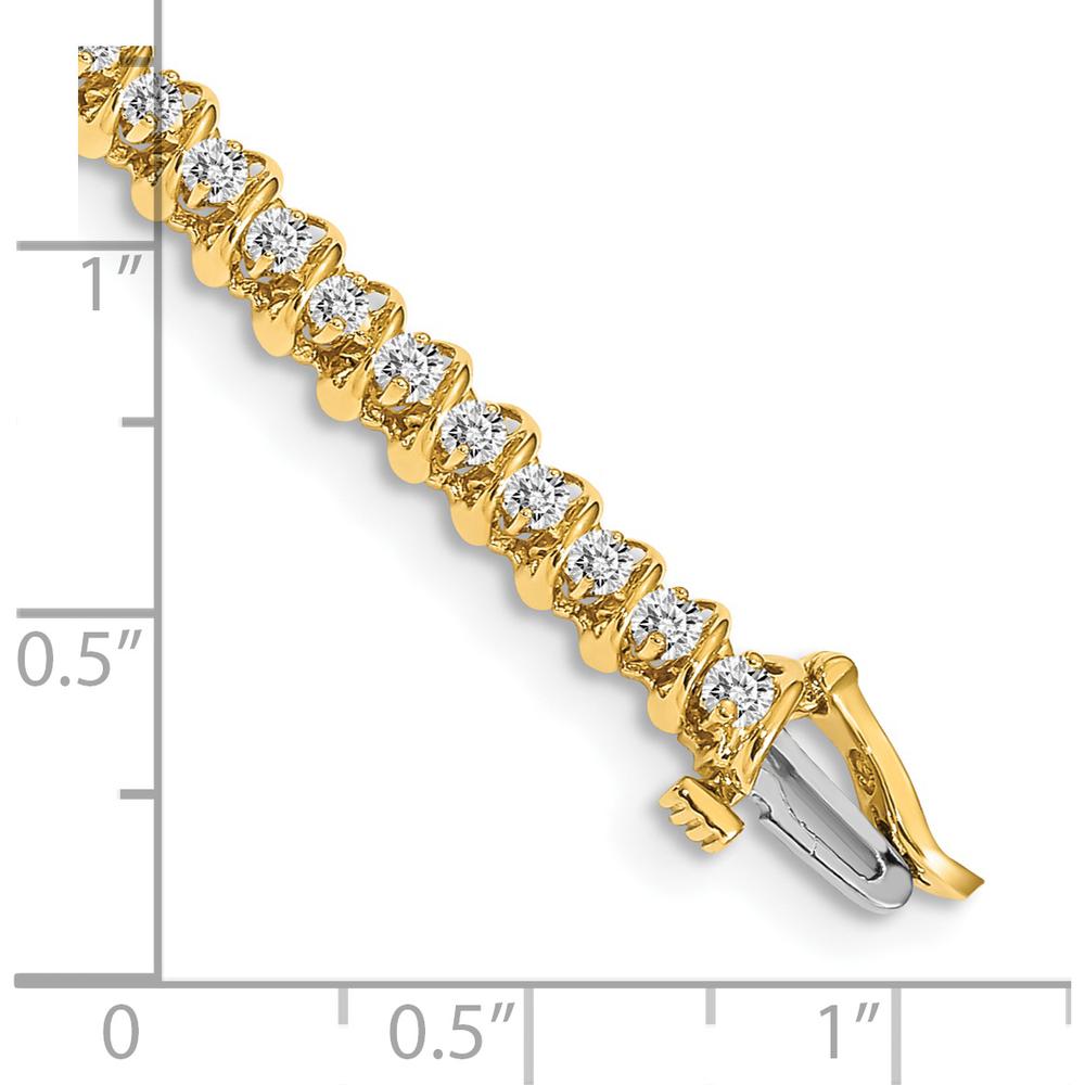 14K Yellow Gold 7" Spiral Tennis Bracelet Mounting for Round Diamonds - 0.93 Carat Total Mounting Weight by Oro Pregiato