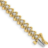 14K Yellow Gold 7" Spiral Tennis Bracelet with 2.25 Carat Total Round Diamonds by Monteluci Fine Jewelry