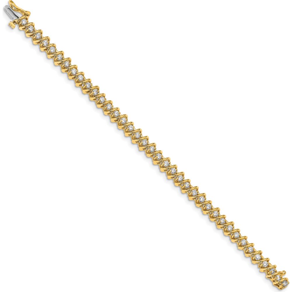 14K Yellow Gold 7" Spiral Tennis Bracelet with 2.25 Carat Total Round Diamonds by Monteluci Fine Jewelry