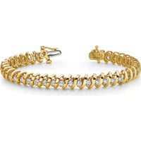 14K Yellow Gold 7" Spiral Tennis Bracelet with 2.25 Carat Total Round Diamonds by Monteluci Fine Jewelry