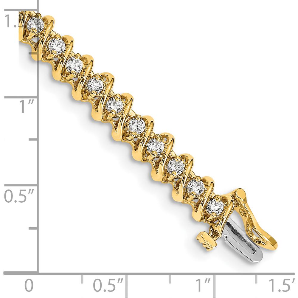 14K Yellow Gold 7" Spiral Tennis Bracelet with 2.25 Carat Total Round Diamonds by Monteluci Fine Jewelry