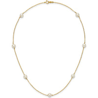 14K Yellow Gold 7-Station Freshwater Cultured Pearl Necklace - 5-6mm Pearls by Monteluci Fine Jewelry
