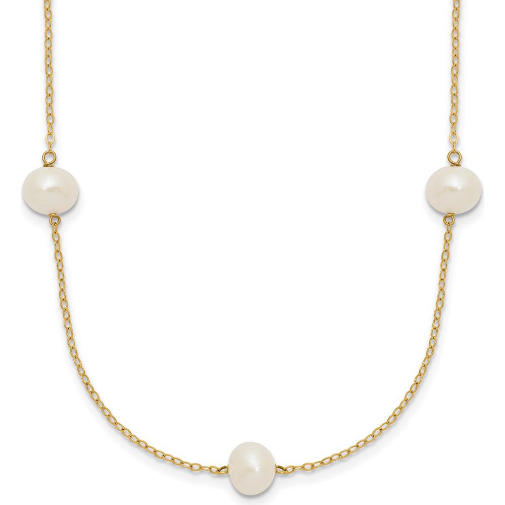 14K Yellow Gold 7-Station Freshwater Cultured Pearl Necklace - 7-8mm Pearls by Monteluci Fine Jewelry