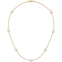 14K Yellow Gold 7-Station Freshwater Cultured Pearl Necklace - 7-8mm Pearls by Monteluci Fine Jewelry