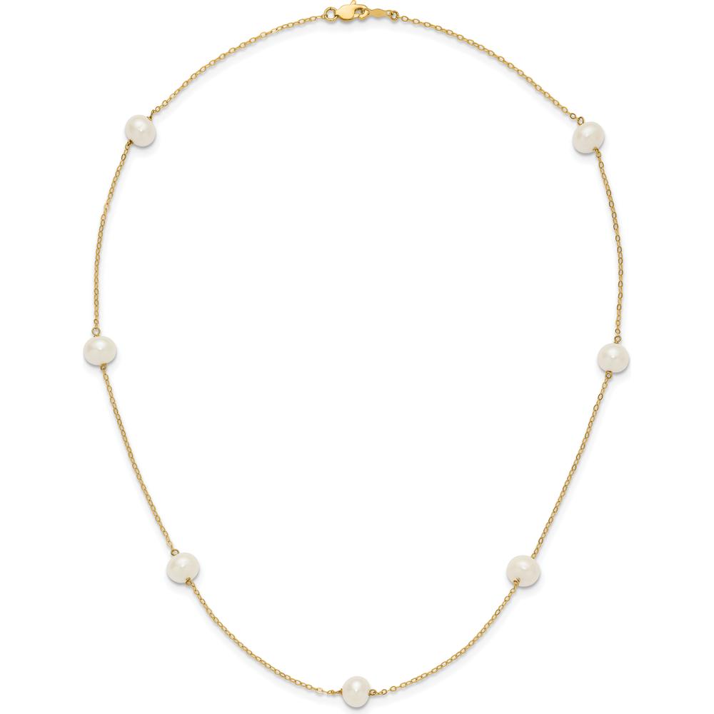 14K Yellow Gold 7-Station Freshwater Cultured Pearl Necklace - 7-8mm Pearls by Monteluci Fine Jewelry